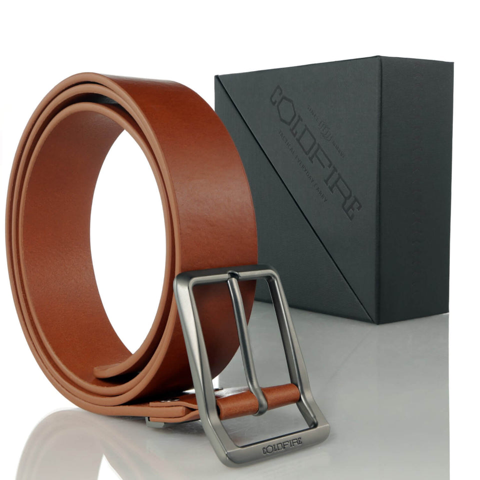 COLDFIRE Casual Men's Leather Belt | Heavy Duty EDC Belt | Cognac - COLDFIRE