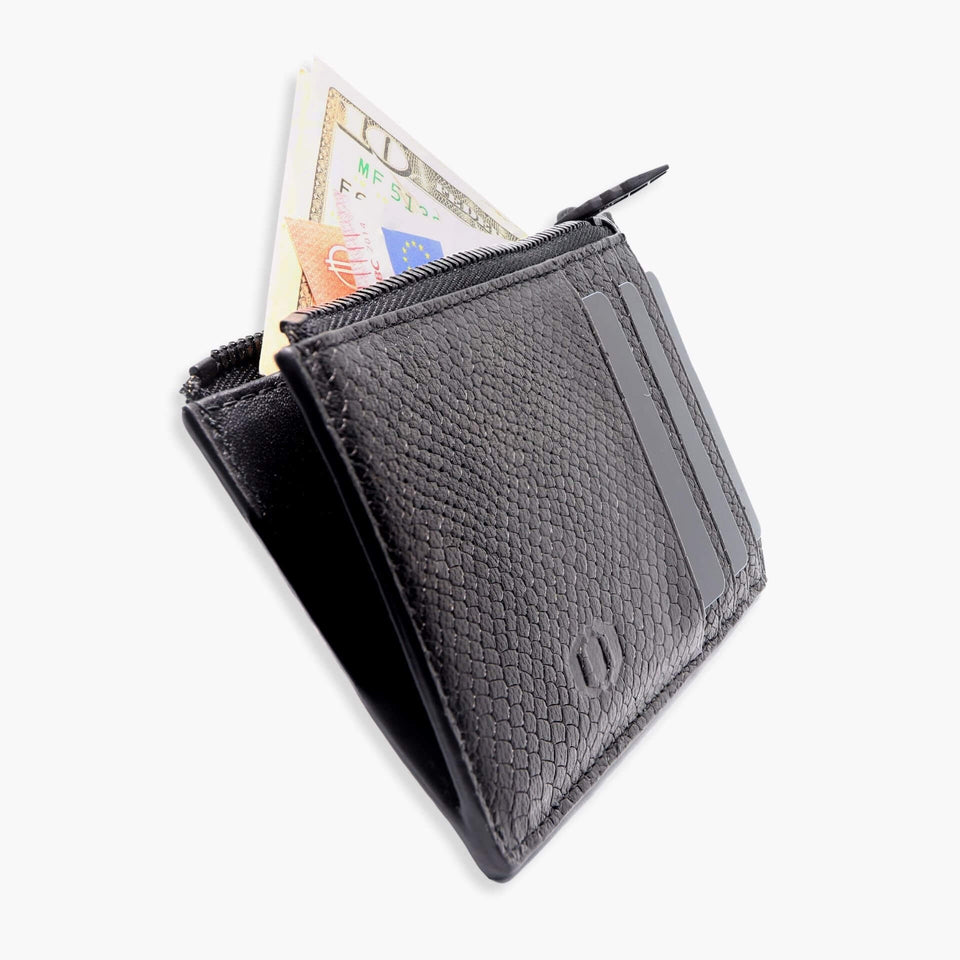 SNAKE EYE - Slim Leather Card Holder 10cc with Zip - COLDFIRE